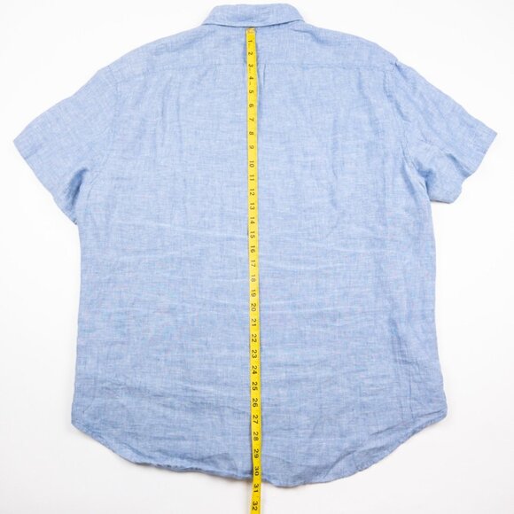 J. Crew Irish Linen Shirt Men's XL Classic Fit Baird McNutt Blue Short Sleeve - Picture 11 of 14